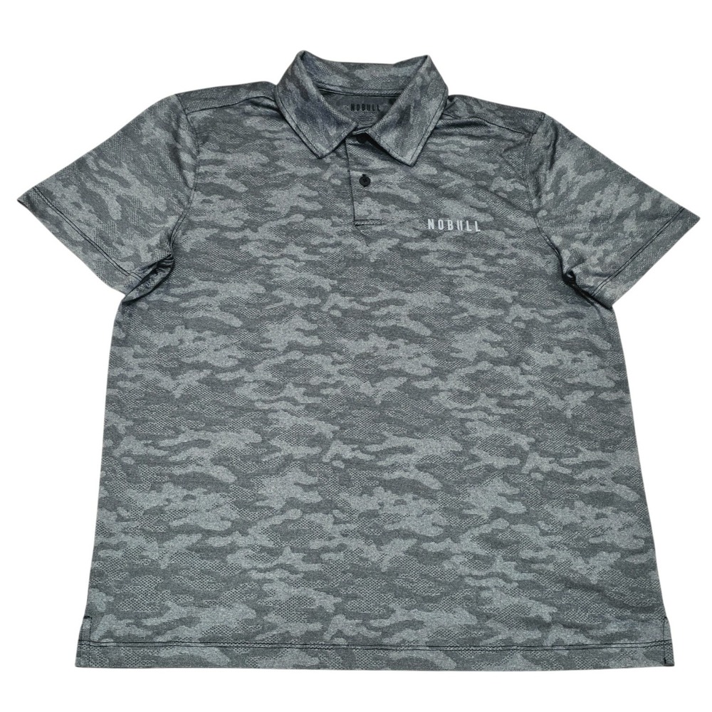 NOBULL Polo Shirt Mens Large Gray Camo Performance Stretch Golf CrossFit